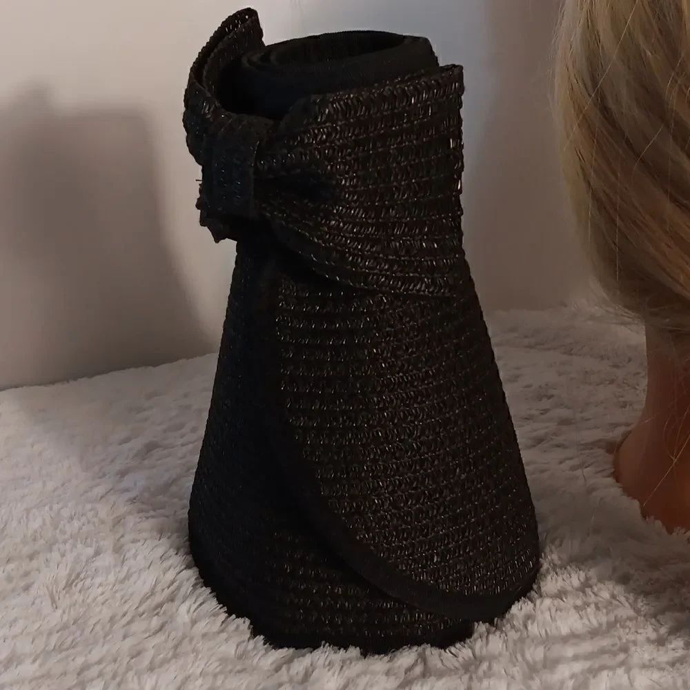 Black Packable Women's Sun Hat - Picture 5 of 8